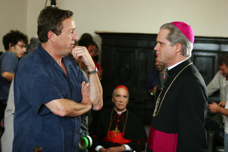 John Kent Harrison directs Cary Elwes in a scene from Pope John Paul II: The Movie